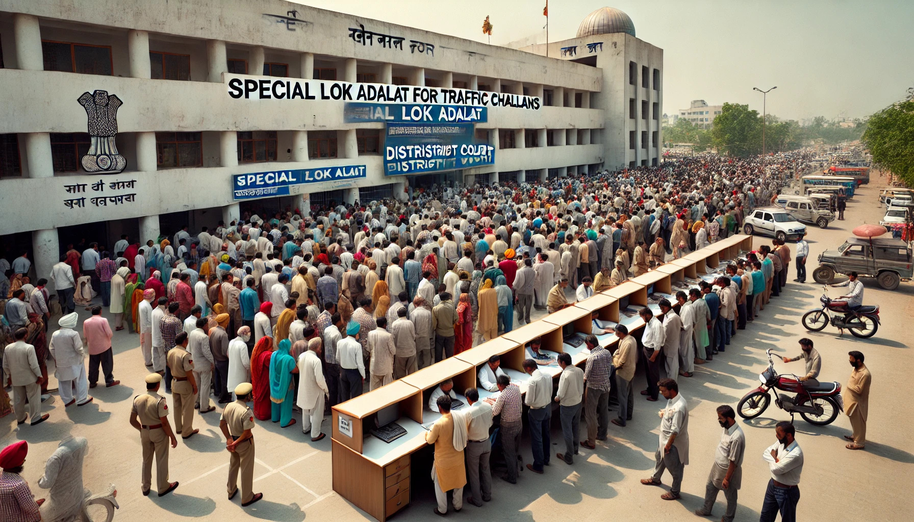 Huge Rush at Chandigarh District Court for Traffic Challan Lok Adalat