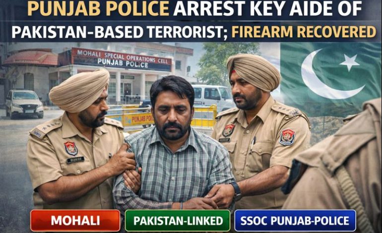 Punjab Police Arrest Key Aide of Pakistan-Based Terrorist; Firearm Recovered